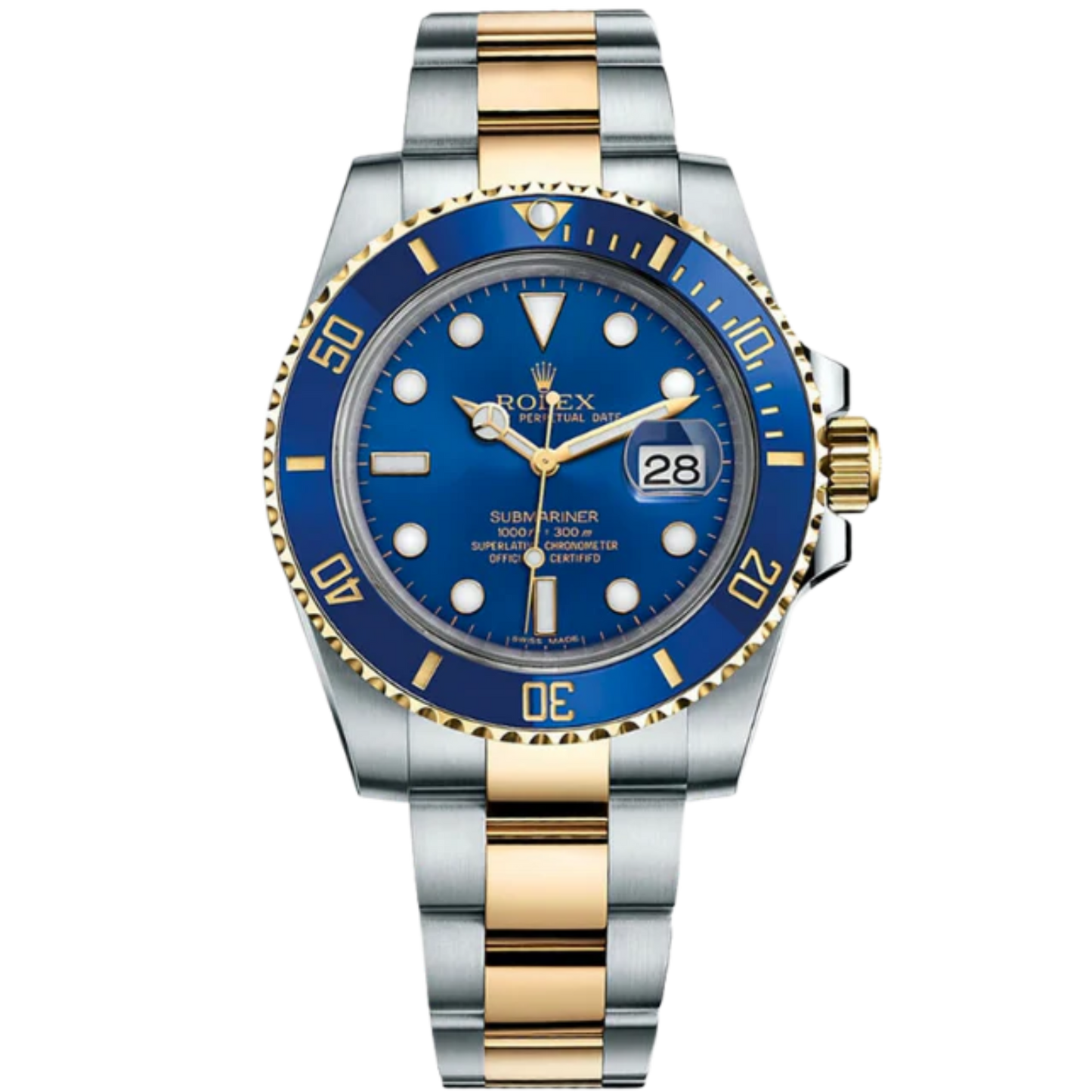 116613LB Two Tone Blue Dial Submariner Yellow Gold Naked