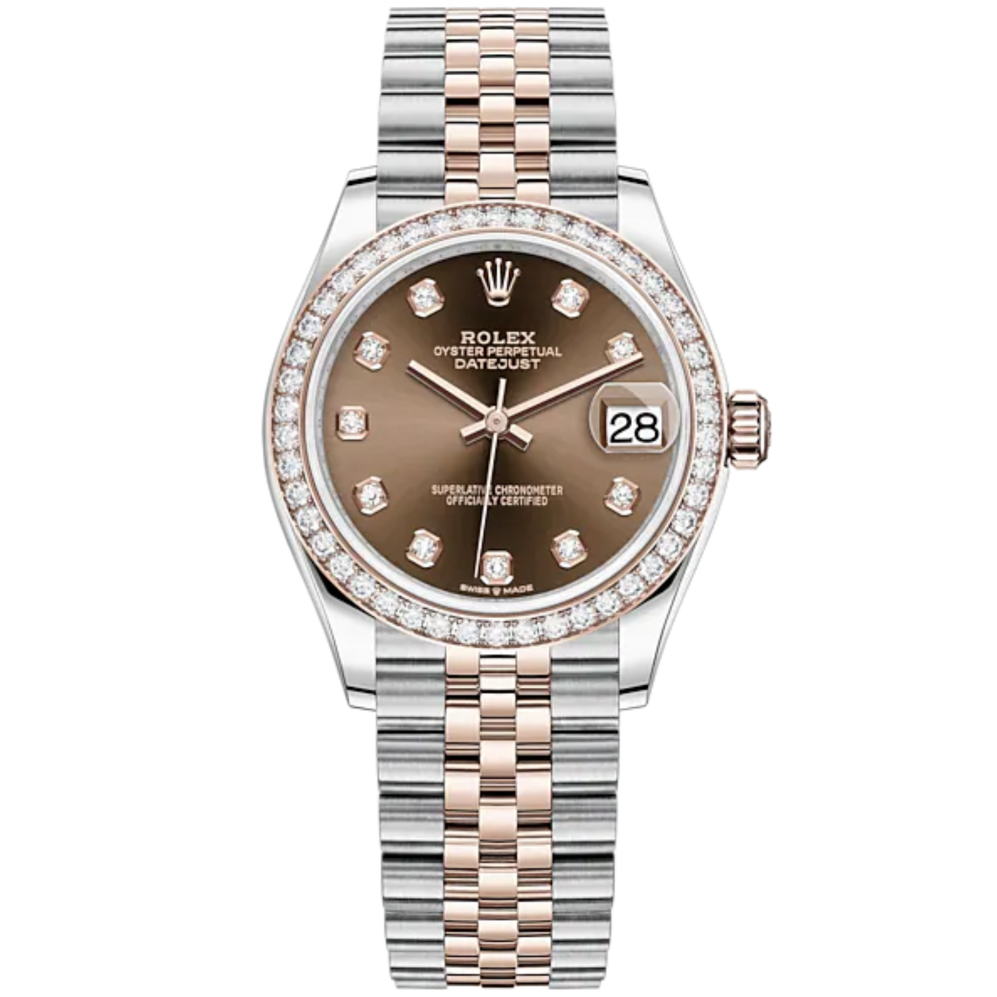 Datejust 31 31mm Jubilee Bracelet Oystersteel and Everose Gold with Chocolate Diamond-Set Dial Diamond-Set Bezel
