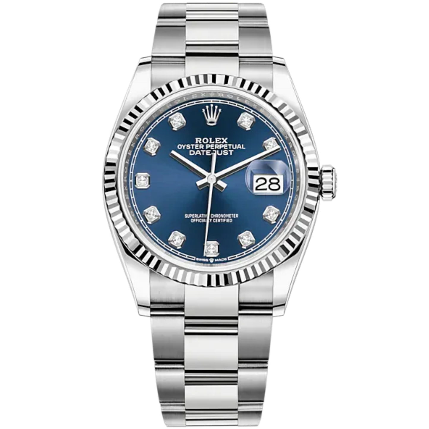 Rolex Datejust Ref. 126234 36mm Oyster Bracelet White Gold with Blue Diamond-Marker Dial