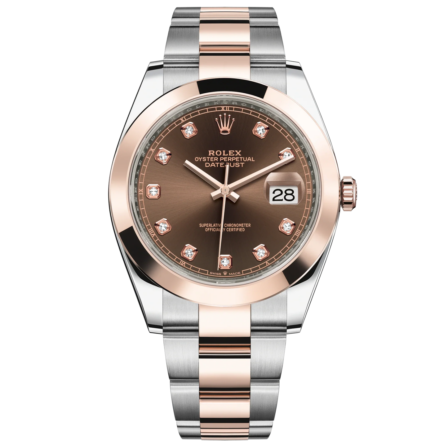 Datejust 41 41mm Oyster Bracelet Oystersteel and Everose Gold with Chocolate Diamond-Set Dial Everose Gold Bezel