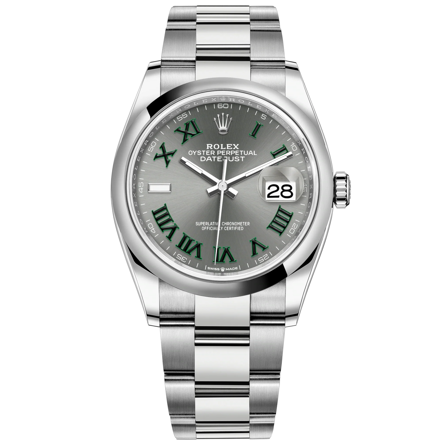 Datejust 36 36mm Oyster Oystersteel Bracelet with Slate Dial Domed Bezel