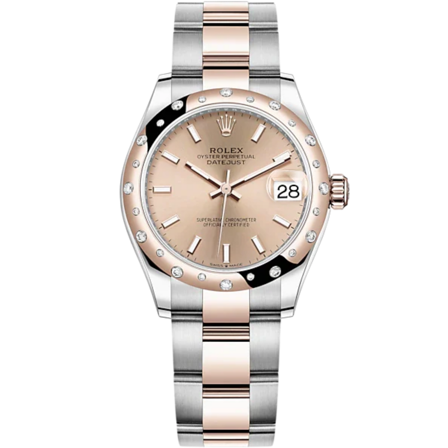 Datejust 31 31mm Oyster Bracelet Oystersteel and Everose Gold with Rosé-Colour Dial Diamond-Set Bezel