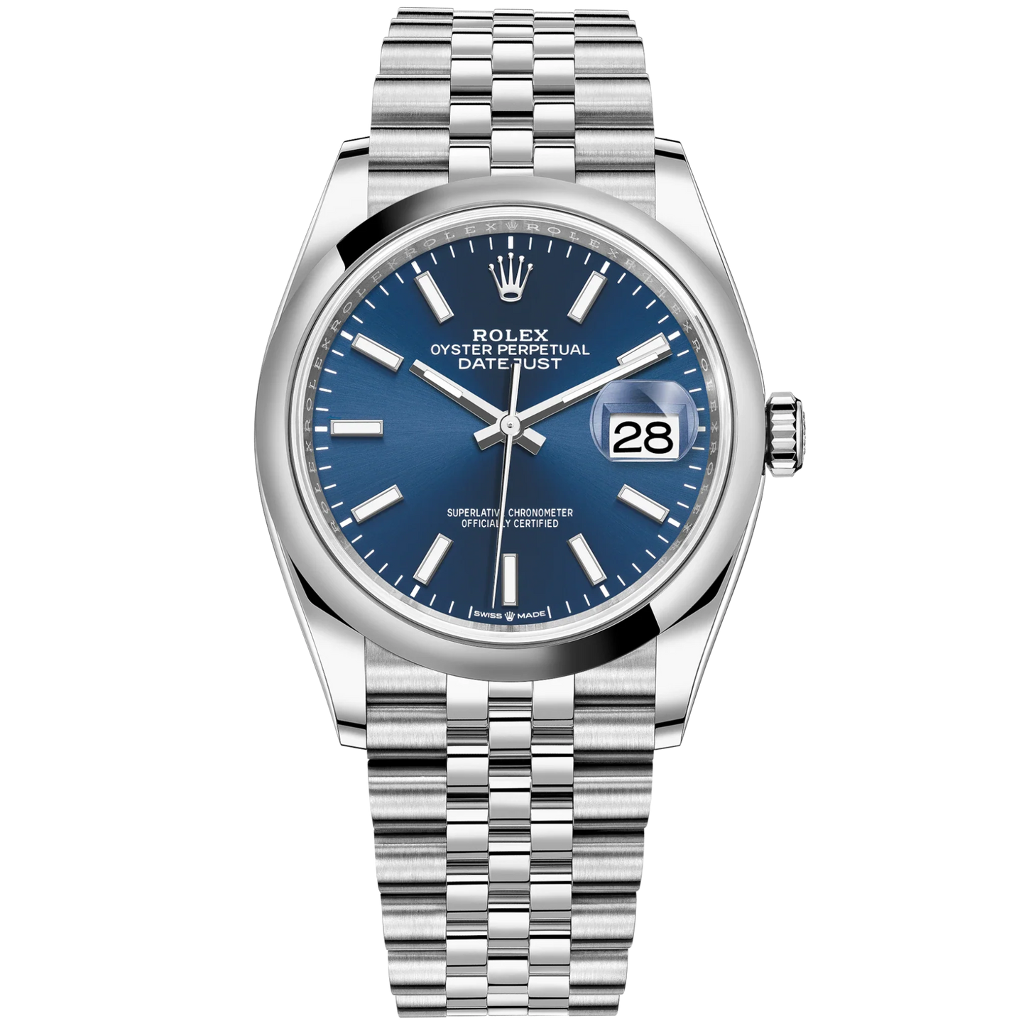 Datejust 36 36mm Oystersteel Jubilee Bracelet with Bright Blue Dial Dial Domed Bezel