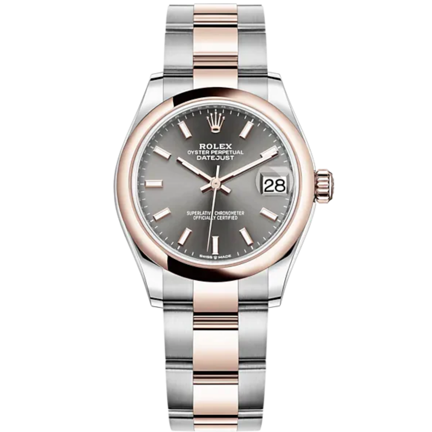 Datejust 31 31mm Oyster Bracelet Oystersteel and Everose Gold with Slate Dial Everose Gold Bezel