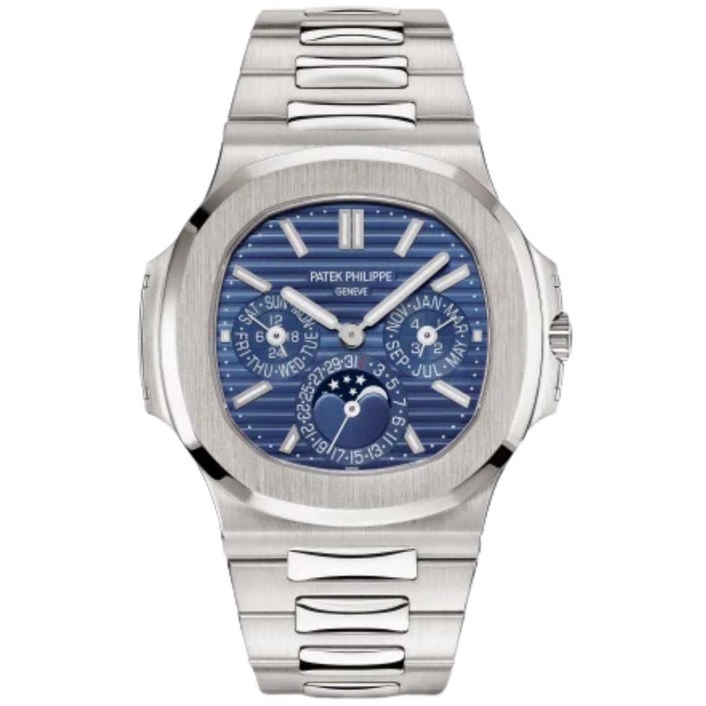5740/1G Nautilus 40mm White Gold Bracelet Blue Sunburst Dial White Gold Bezel