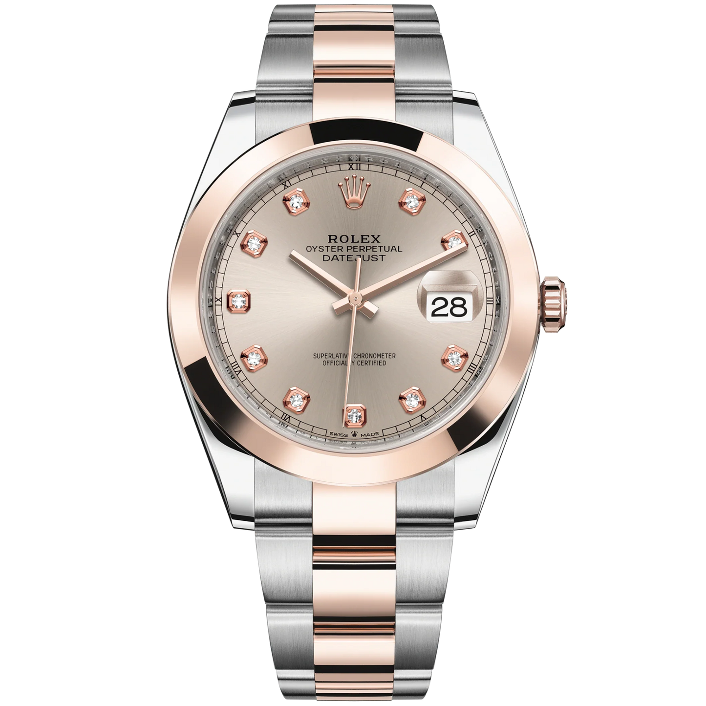 Datejust 41 41mm Oyster Bracelet Oystersteel and Everose Gold with Sundust Diamond-Set Dial Everose Gold Bezel