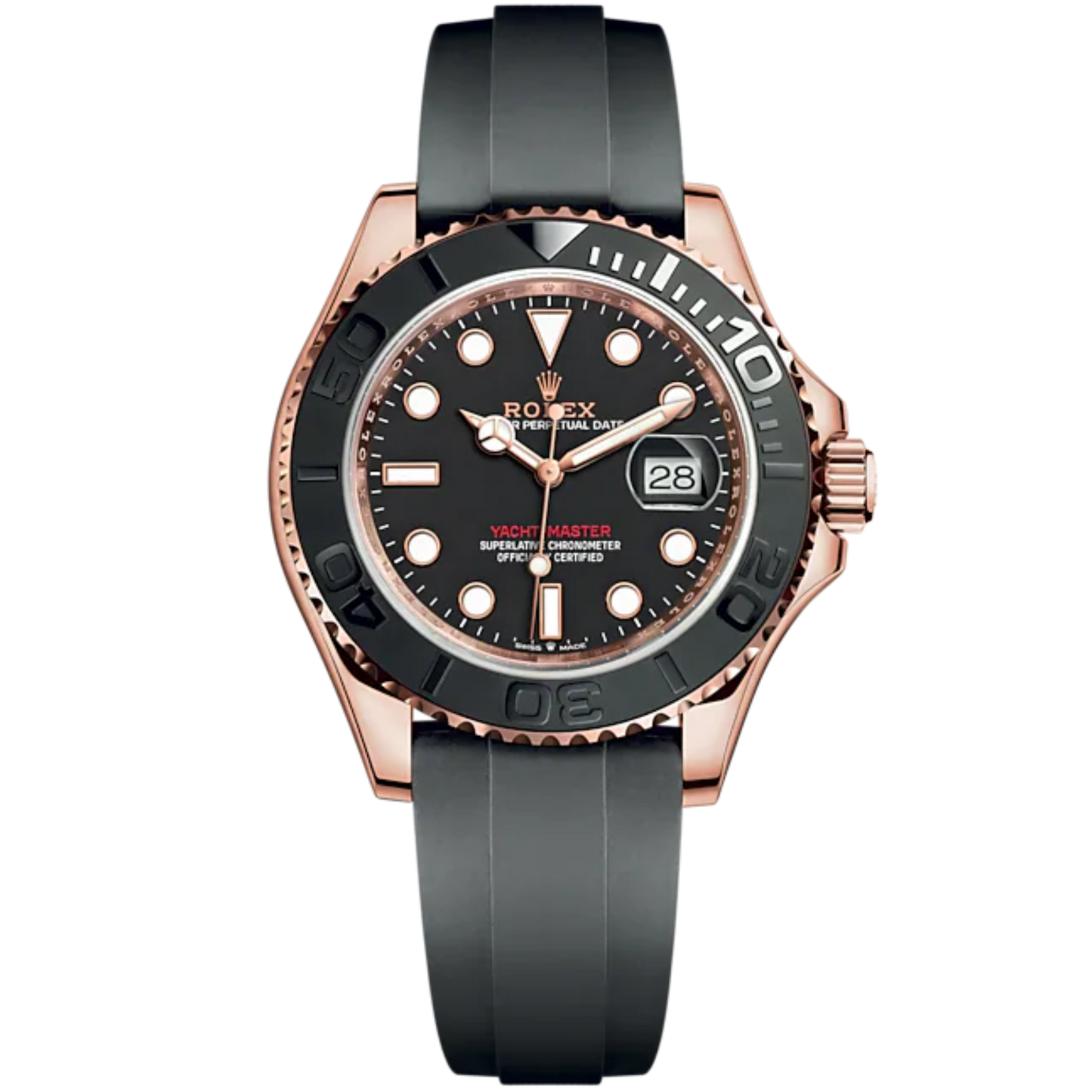 Yacht-Master 40 40mm Oysterflex Bracelet and 18 CT Everose Gold with Intense Black Dial Bidirectional Rotatable Bezel
