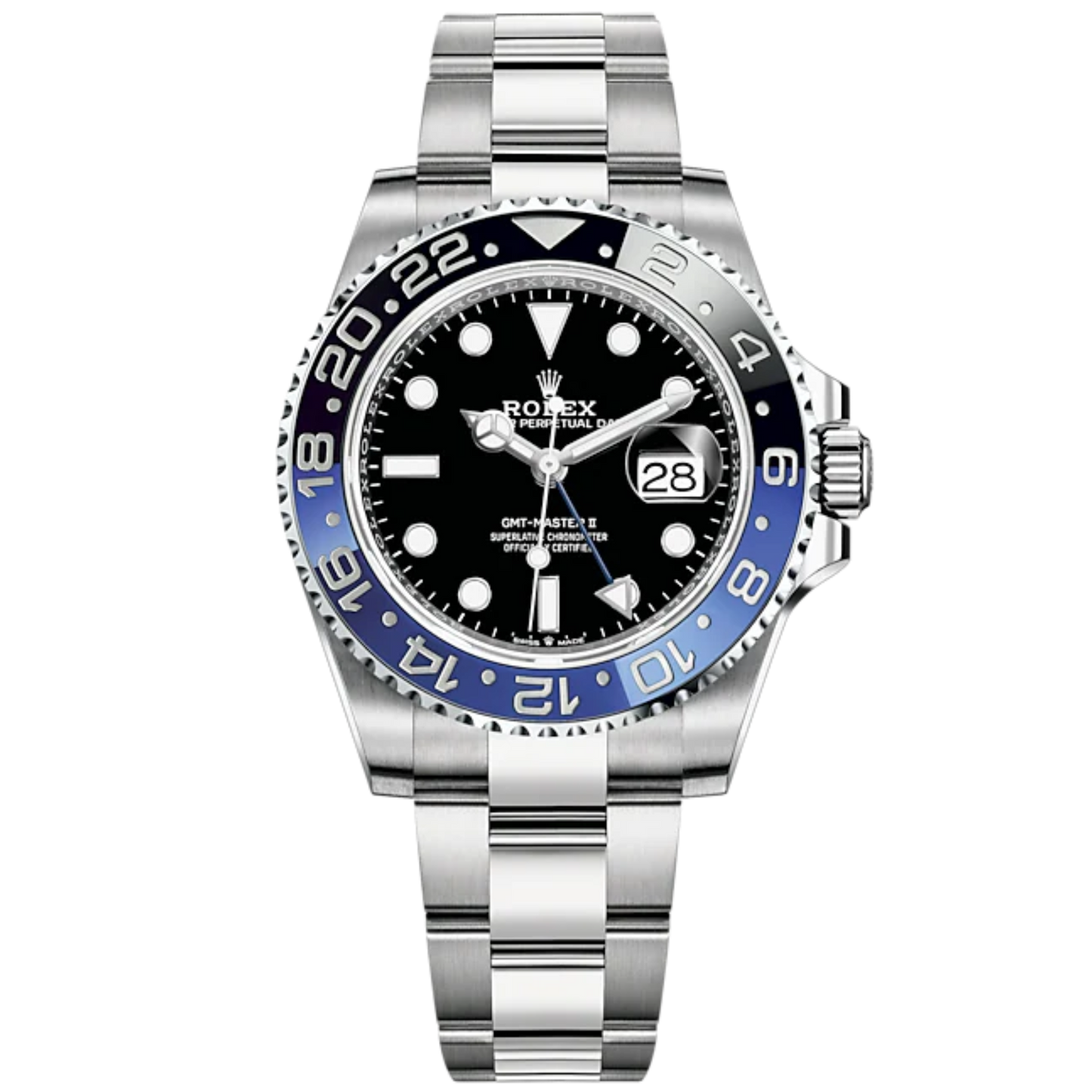 GMT-Master II 40mm Oyster Bracelet Oystersteel with Black Dial Black & Blue 24-Hour Rotatable Bezel