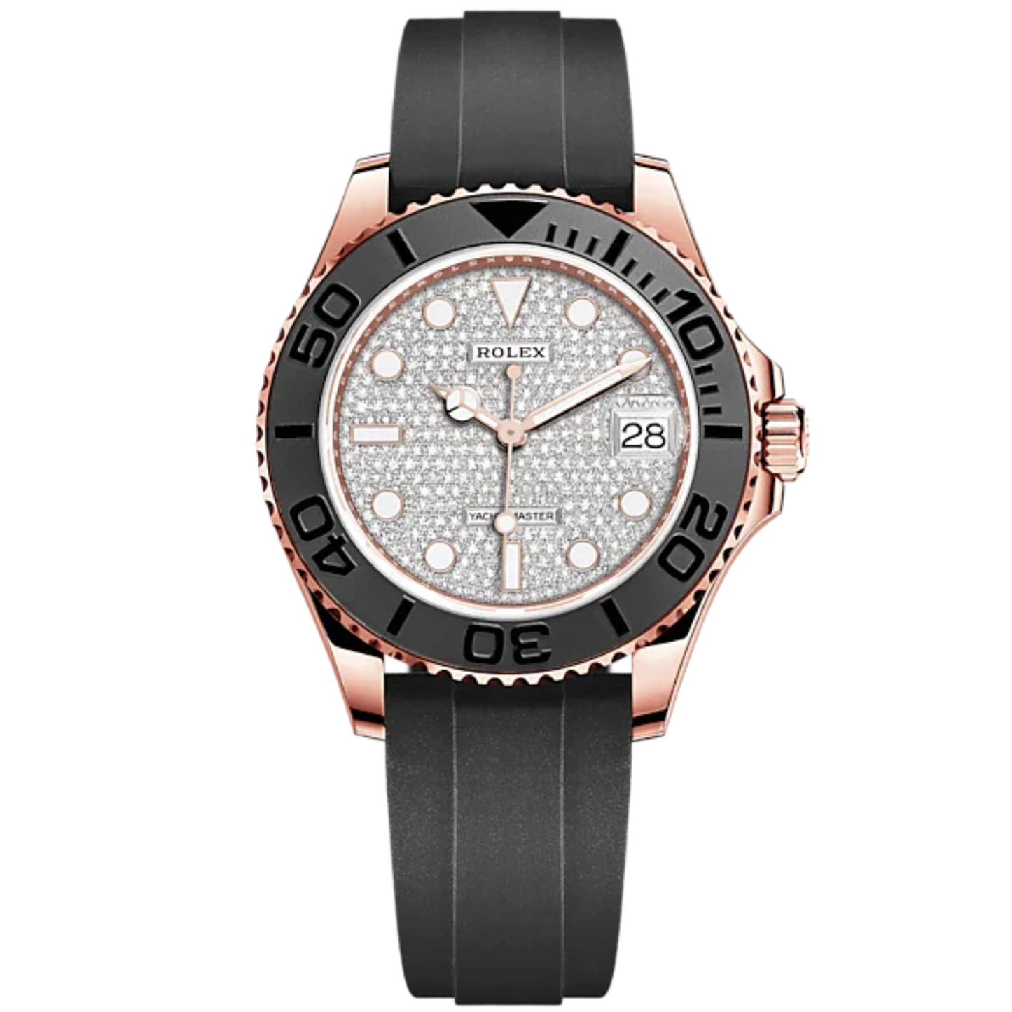 Yacht-Master 37 37mm Oysterflex Bracelet and 18 CT Everose Gold with Diamond-Pave Dial Bidirectional Rotatable Bezel