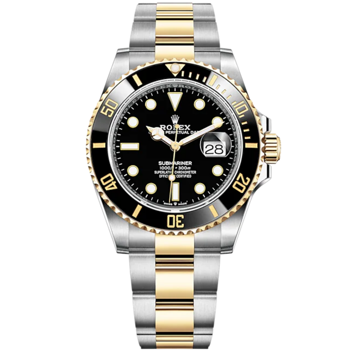 Submariner Date 41mm Oyster Bracelet Oystersteel and Yellow Gold with Black Dial Black Cerachrom Unidirectional Rotatable Bezel