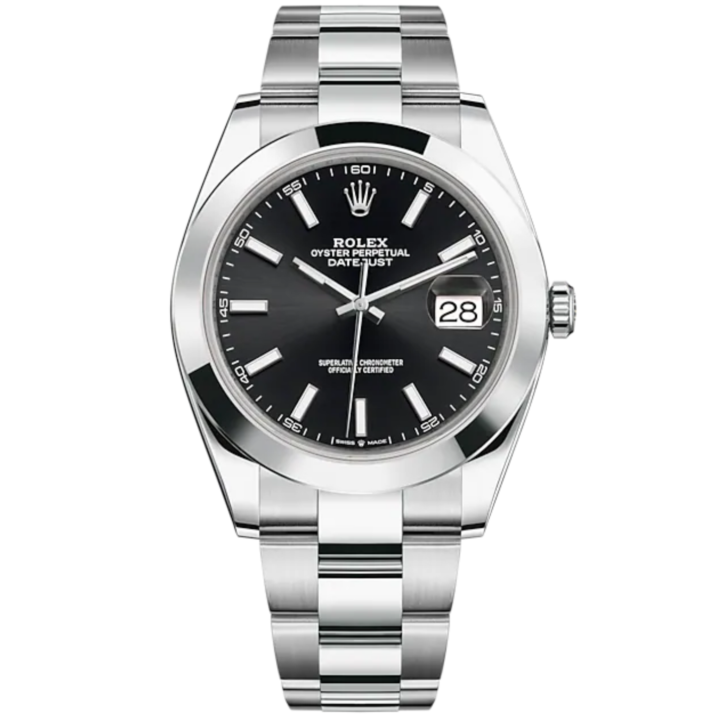 Rolex Datejust Ref. 126300 41MM Stainless Steel on Oyster/Smooth Bezel Black Dial
