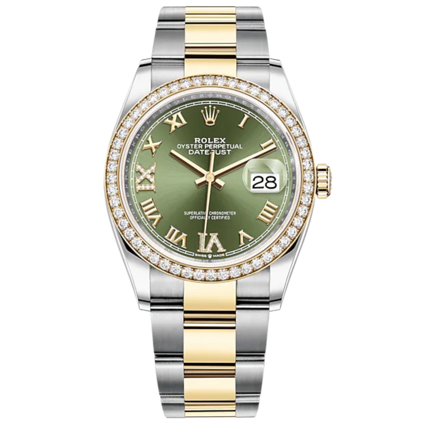 Datejust 36 36mm Oyster Braclete Oystersteel and Yellow Gold with Slate Dial Diamond-Set Bezel