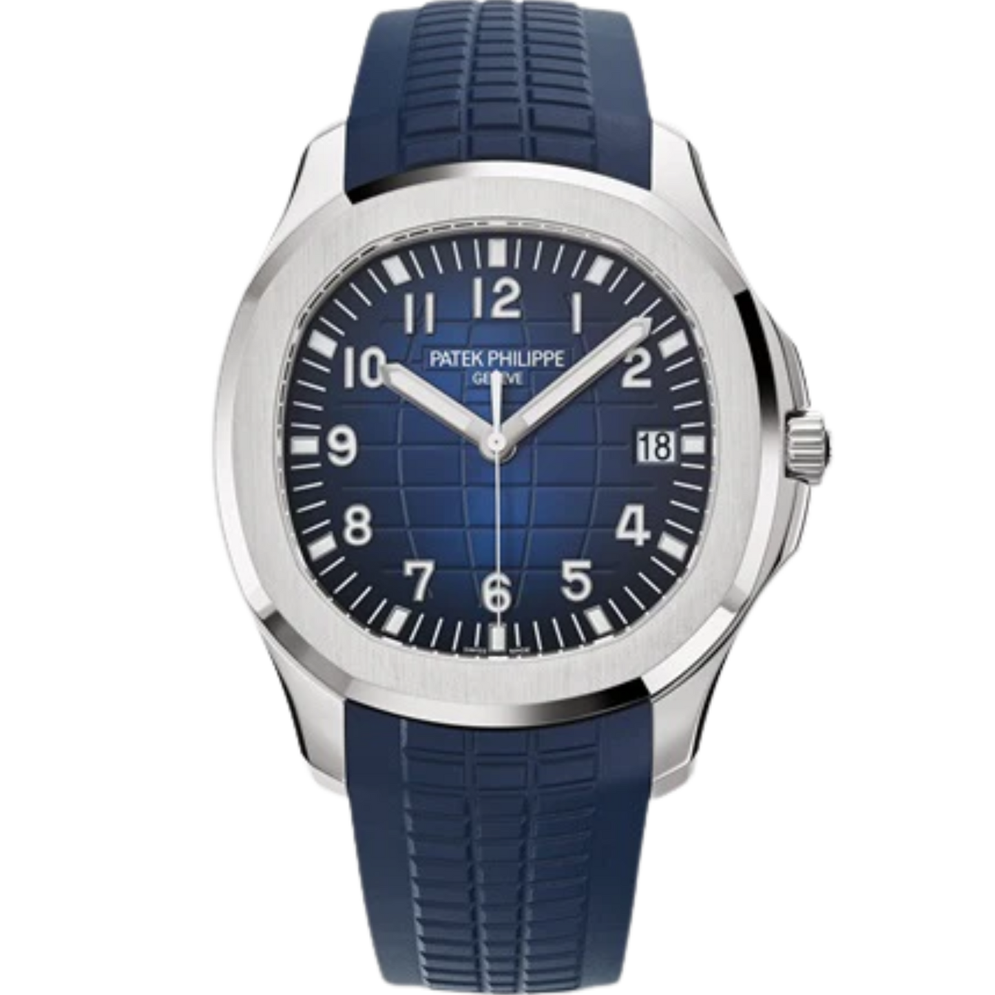 5168G-001 Aquanaut 42.2mm Midnight Blue Tropical Strap Blue-Black Gradated Embossed Dial White Gold Bezel