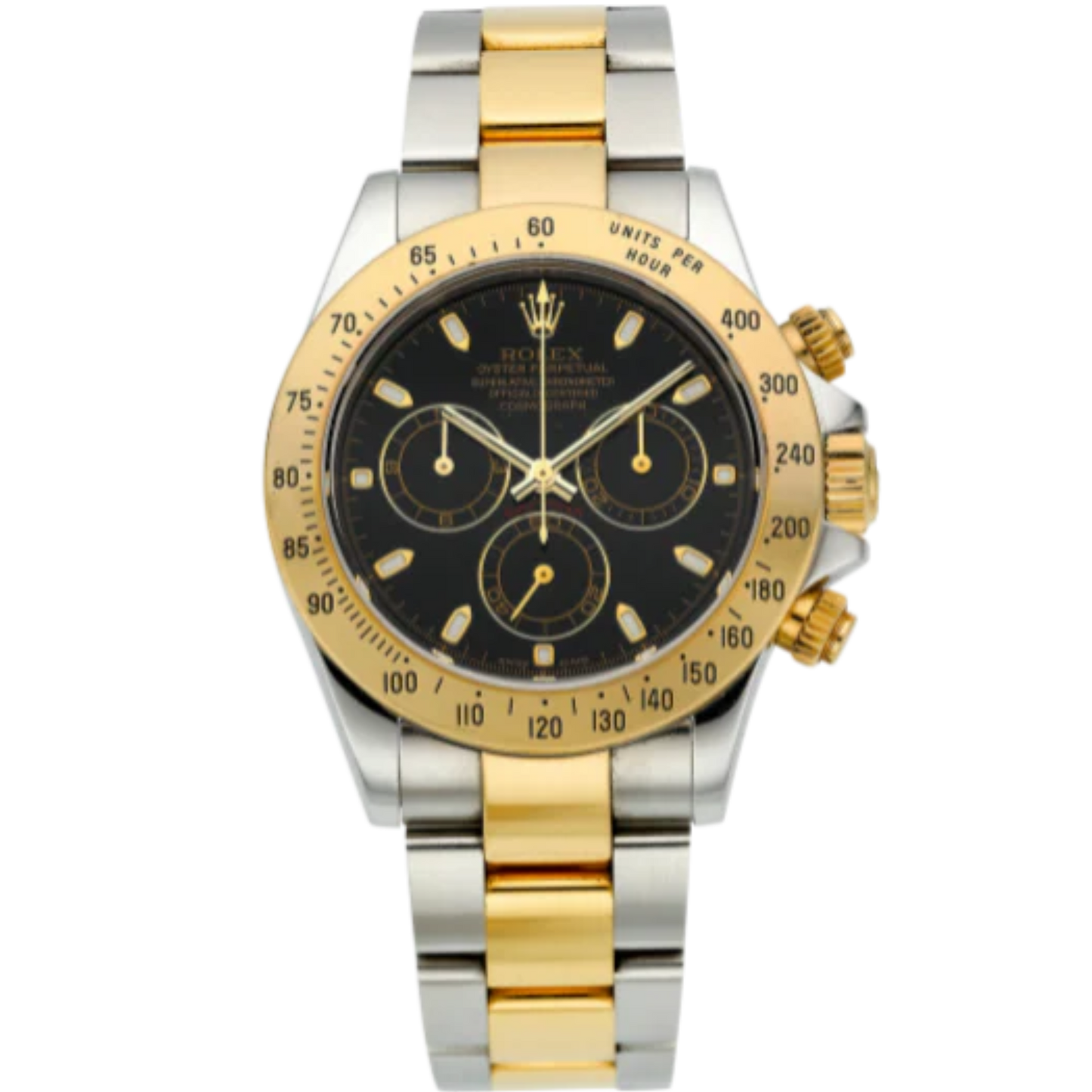 116523 Two Tone Daytona Black Dial on Oyster Bracelet