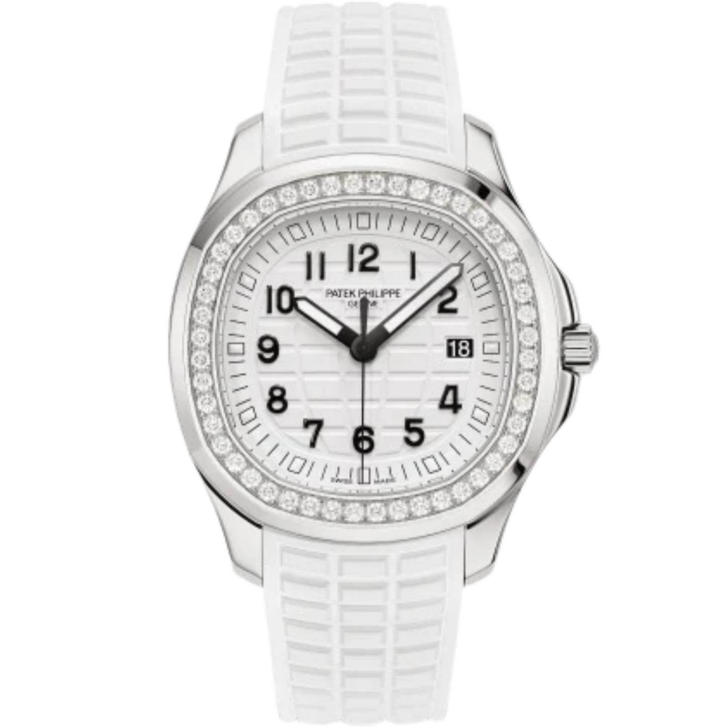 5267/200A-010 Aquanaut 38.8mm Matte White Strap Matte White Embossed Dial Diamond-paved Steel Bezel