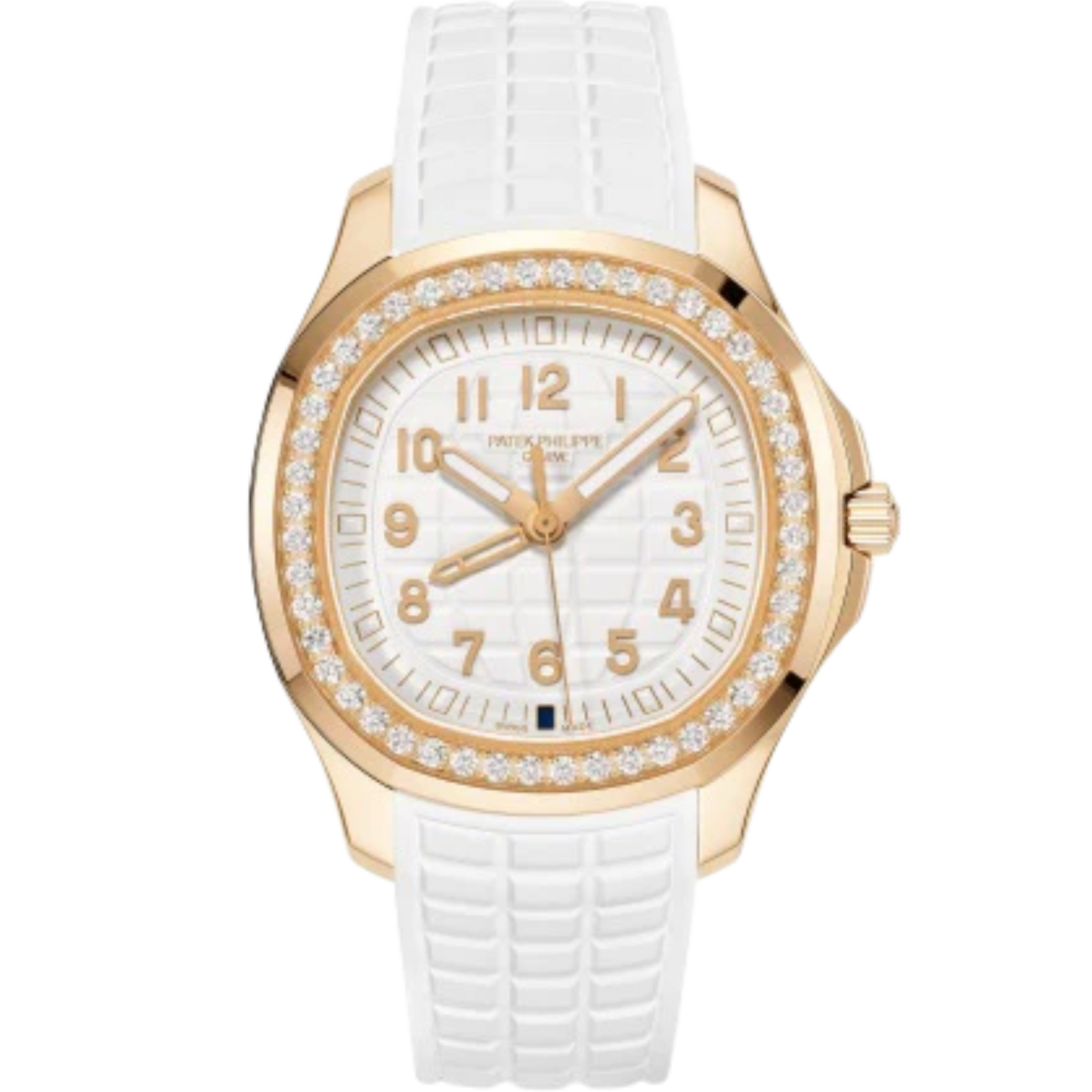 5269/200R Aquanaut 38.8mm Matte White Strap Matte White Embossed Dial Diamond-paved Rose Gold Bezel