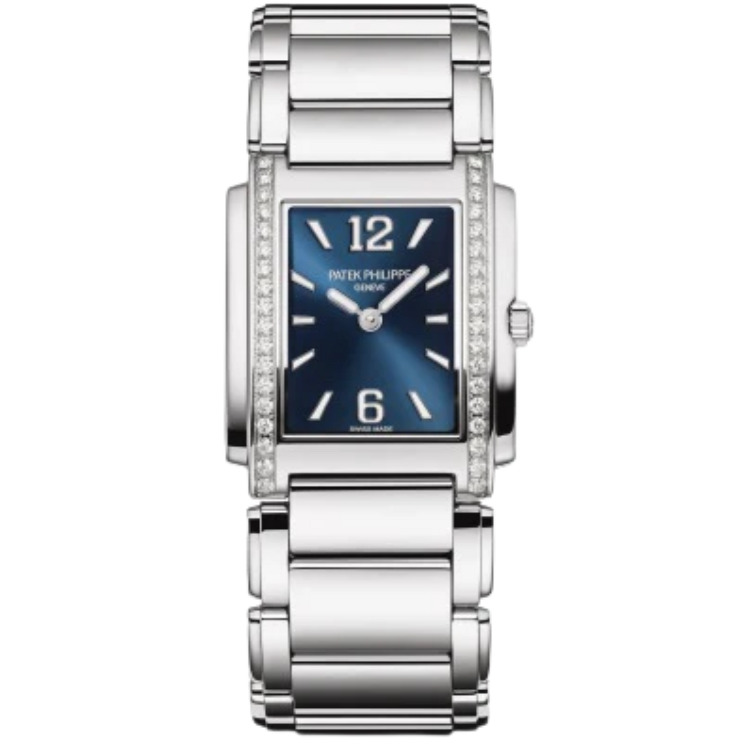 4910/1200A-001 Twenty~4 Steel Bracelet Blue Sunburst Dial Diamond-set Stainless Steel Bezel