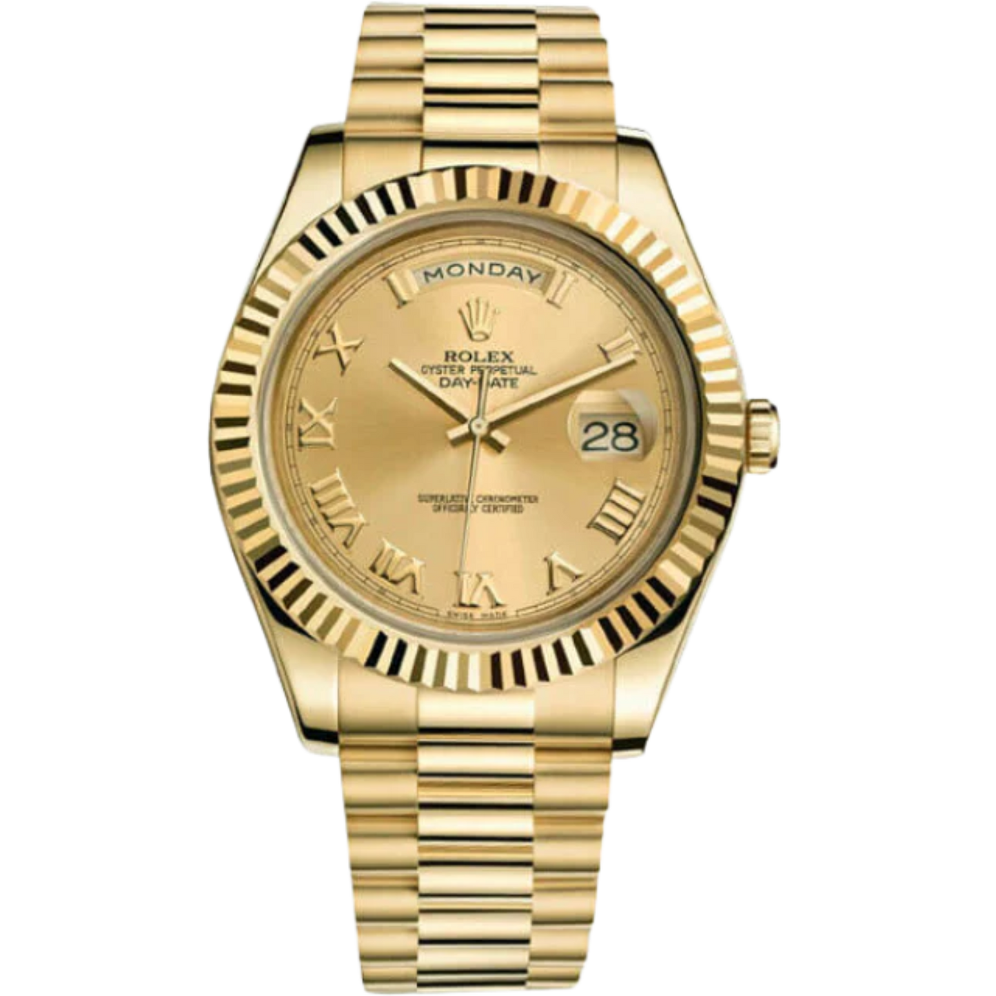 Rolex Day-Date II Ref. 218238 41MM Yellow Gold Champagne Roman Dial
