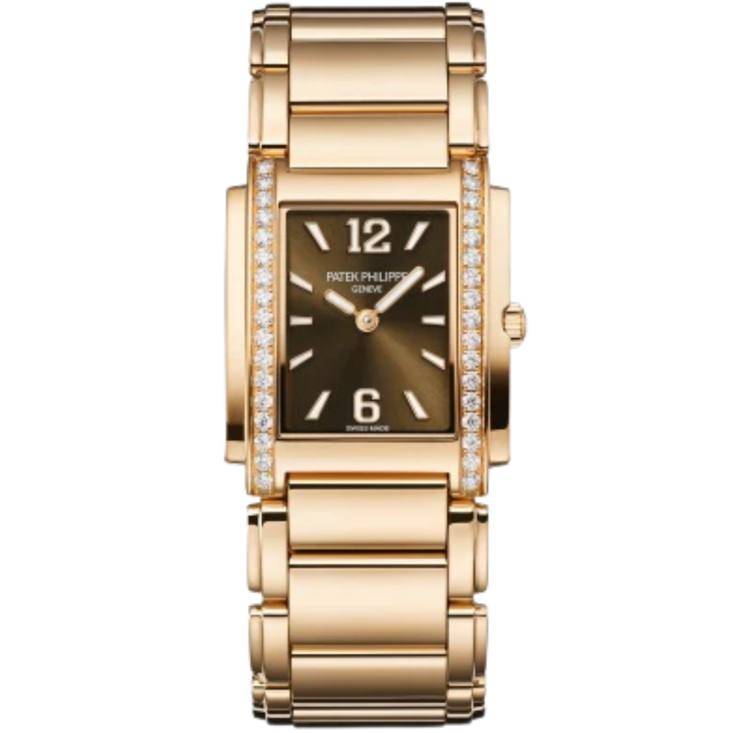 4910/1201R Twenty~4 Rose Gold Bracelet Chocolate Brown Sunburst Dial Diamond-set Rose Gold Bezel