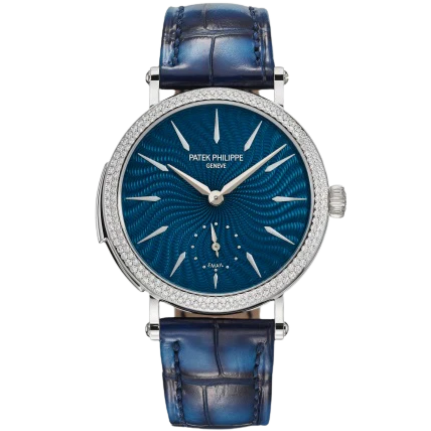 7040/250G Gondolo Ocean Blue Alligator Leather Strap Blue Hand-Guilloched Dial La Flamme Diamond Bezel