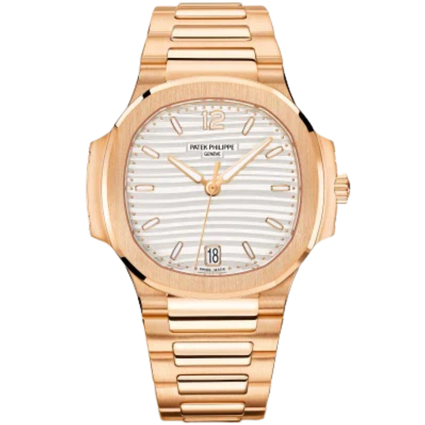 7118/1R Nautilus Ladies 35.2mm Rose Gold Bracelet Silvery Opaline Dial Rose Gold Plain Bezel