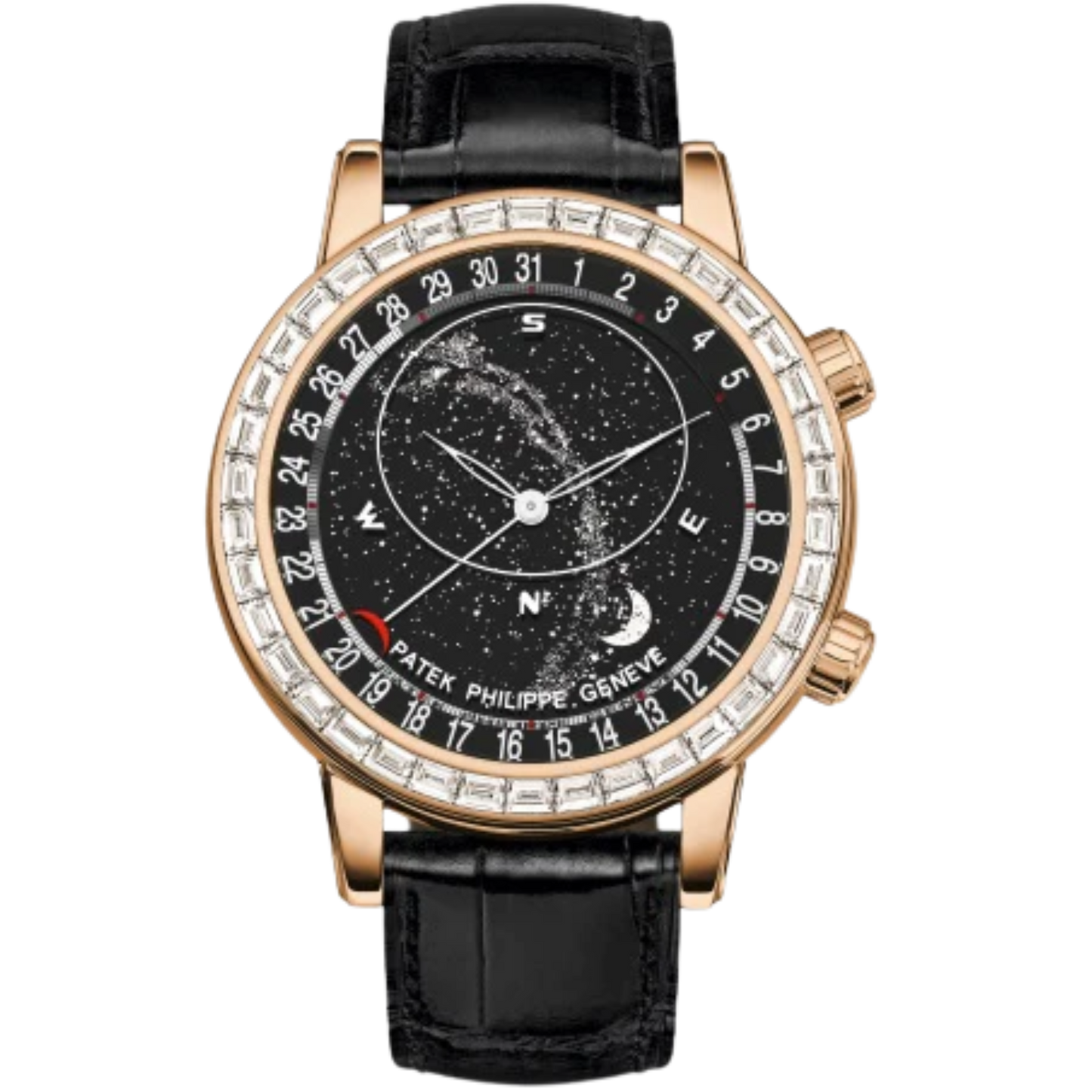 6102R Grand Complications 44mm Shiny Black Alligator Strap Black & Transparent Sapphire-Crystal Dial Rose Gold Bezel