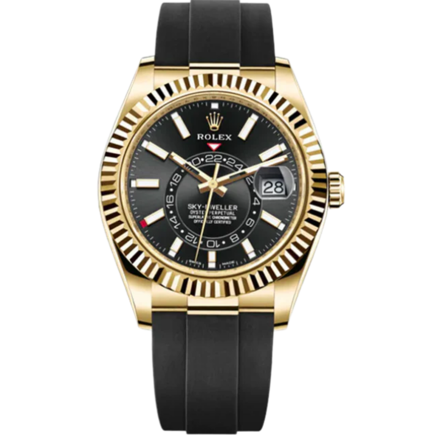 Rolex 42MM Skydweller Ref. 326238 Yellow Gold, Black Dial