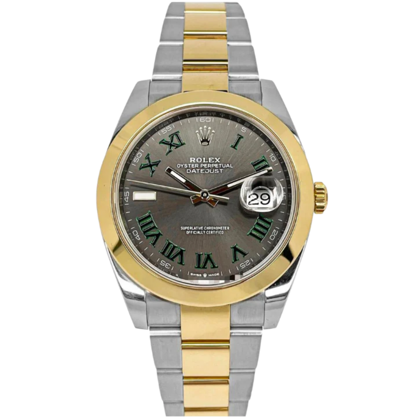 Datejust 41 41MM Two Tone Datejust Wimbledon Dial Smooth Bezel on Oyster 2021