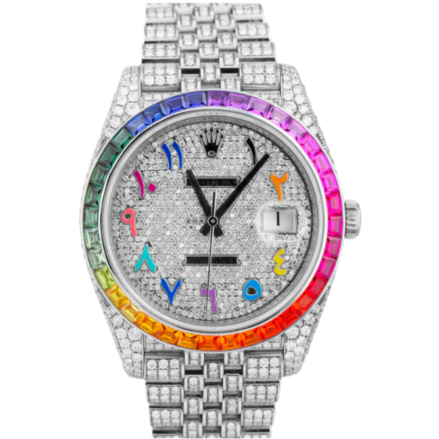 126300 41mm Datejust BUSSDOWN Rainbow Bezel with Rainbow Arabic Numeral Dial on Oyster