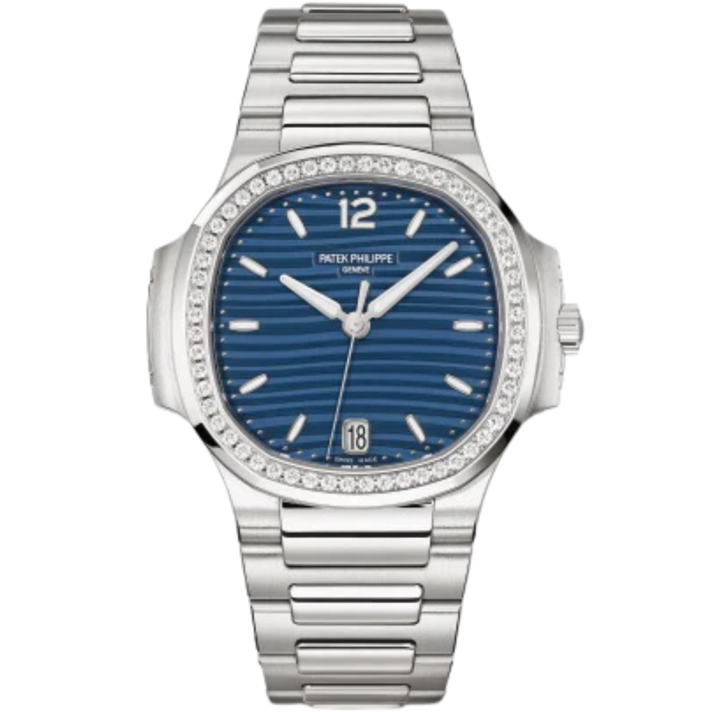 7118/1200A Nautilus Ladies 35.2mm Steel Bracelet Blue Opaline Dial Diamond-set Bezel