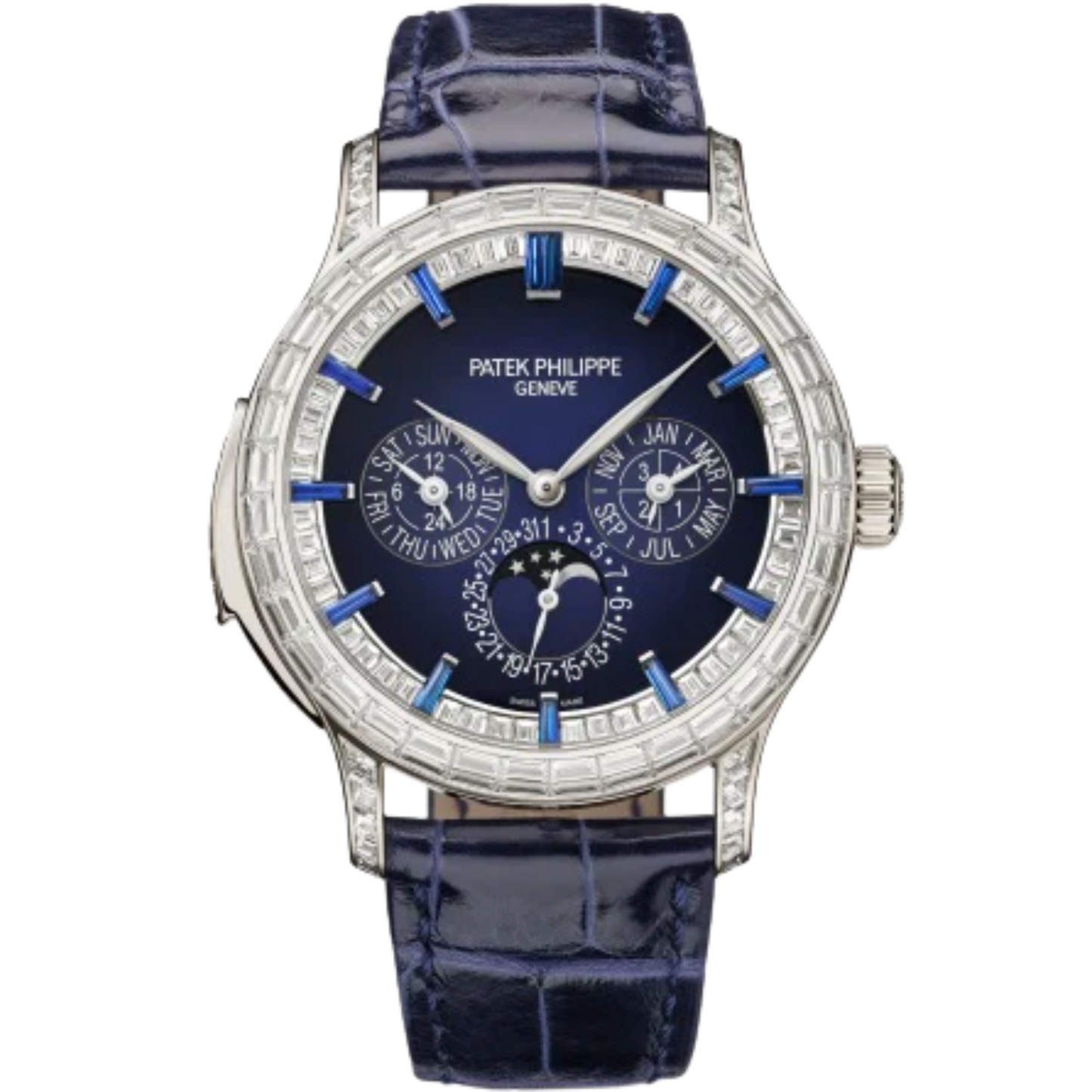 5374/300P Grand Complications 42mm Shiny Dusk Blue Alligator Leather Strap Blue Lacquered Gradient-Black Dial Sapphire Flange Diamond-set Platinum Bezel