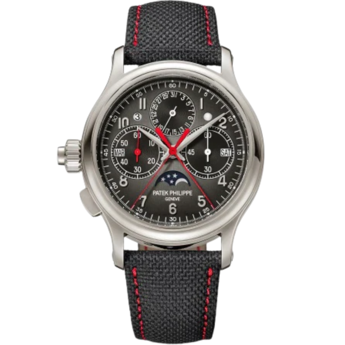 5373P Grand Complications Left-Hander's 38.3mm Black Embossed Calfskin Strap Charcoal Gray Gradient-Black Dial Platinum Bezel