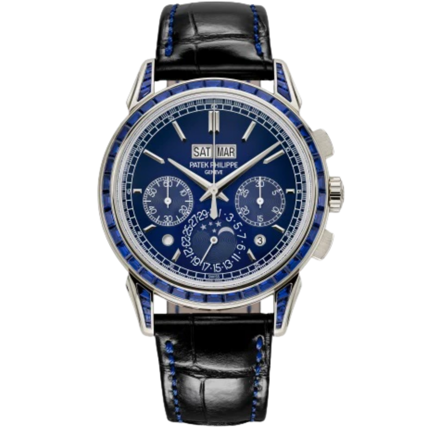 5271/11P Grand Complications 41mm Shiny Black Alligator Leather Strap Lacquered Blue Gradient-Black Dial Sapphire-set Platinum Bezel