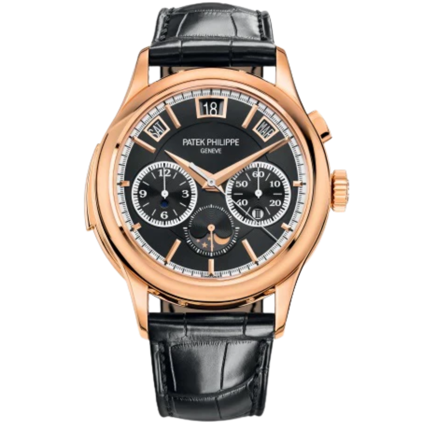 5208R-001 Grand Complications 42mm Matte Black Alligator Strap Ebony Black Sunburst Dial Rose Gold Bezel