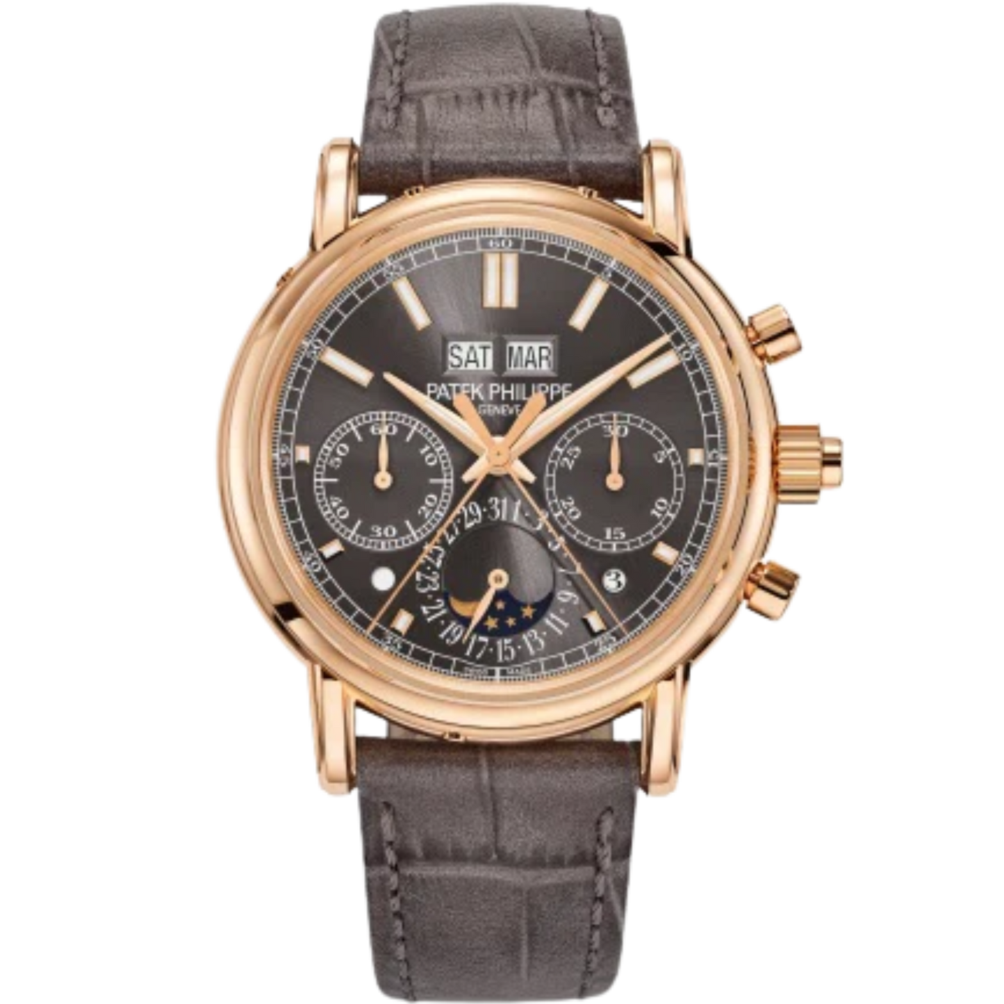 5204R-011 Grand Complications 40mm Shiny Gray Calfskin Strap Slate Gray Sunburst Dial Rose Gold Bezel