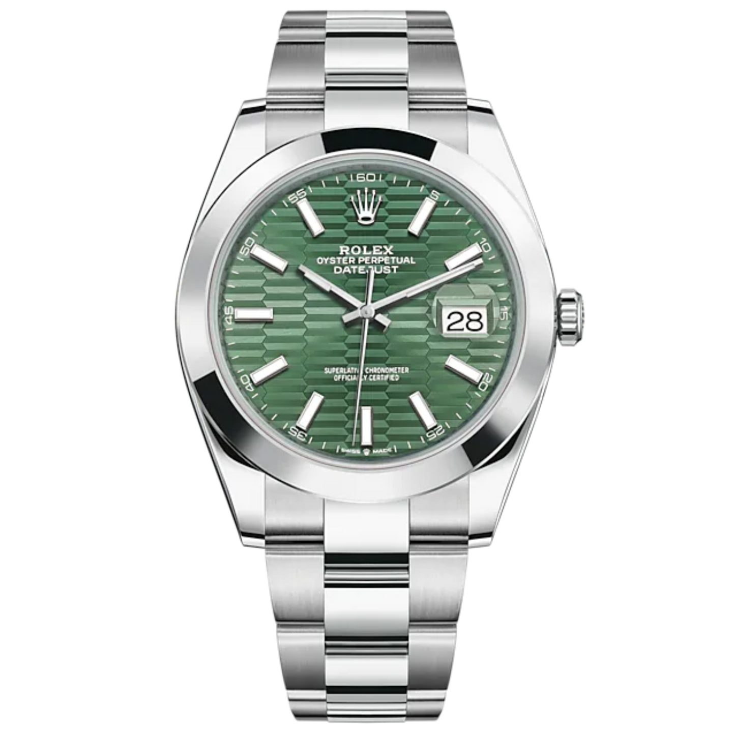 Datejust 41 41mm Oyster Bracelet Oystersteel and Mint Green Fluted-Motif Dial Oystersteel Bezel