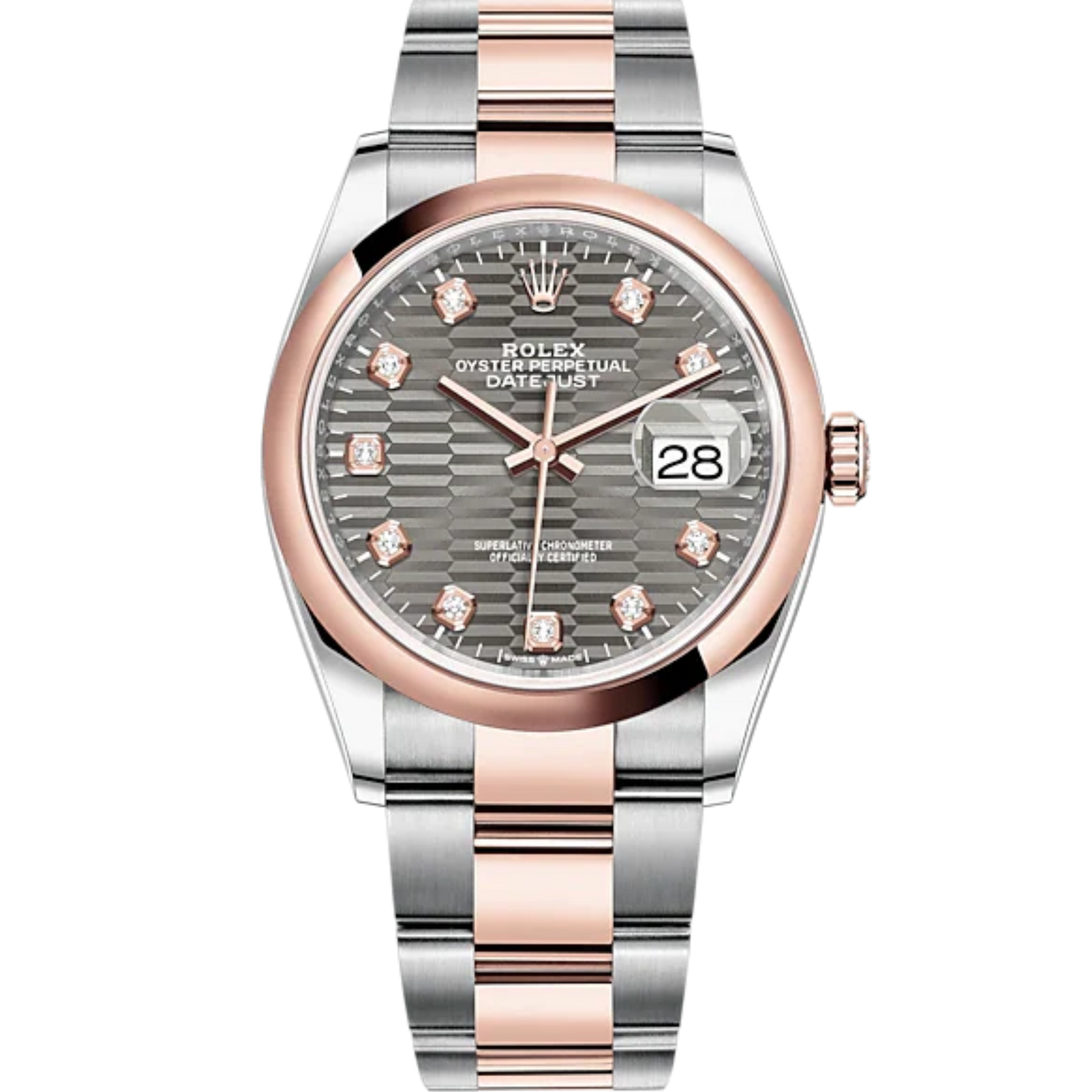 Datejust 36 36mm Oystersteel Everose Gold Oyster Bracelet Slate Fluted-Motif Diamond-set Dial Domed Bezel