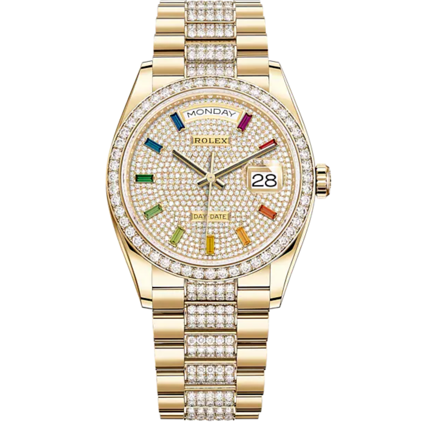 Day-Date 36 36mm Diamond-Set President Bracelet and 18 KT Yellow Gold with Diamond-Paved Dial Diamond-Set Bezel