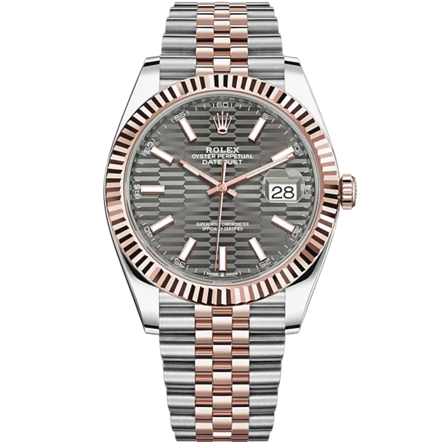 Datejust 41 41mm Jubilee Bracelet Oystersteel and Everose Gold with Slate Fluted-Motif Dial Fluted Bezel