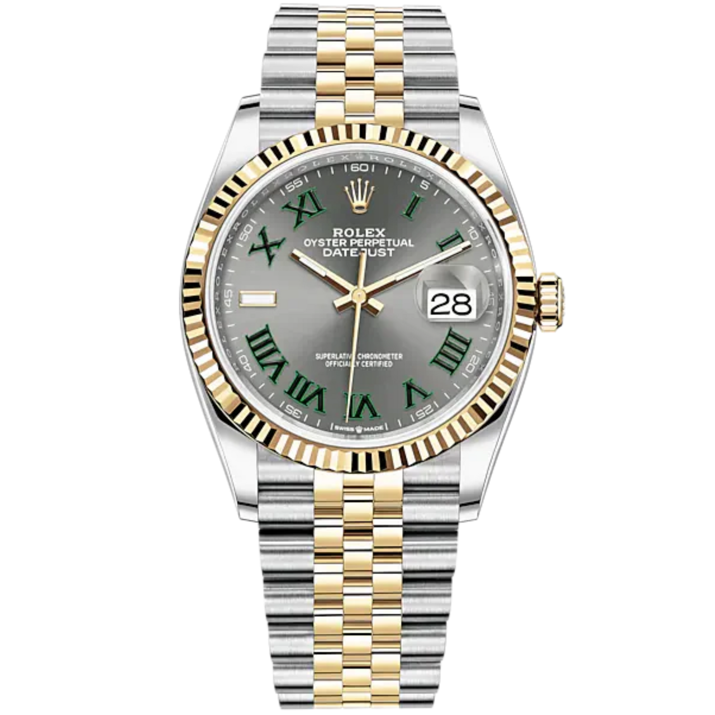 Datejust 36 36mm Oystersteel and Yellow Gold Jubilee Bracelet Slate Dial Fluted Bezel