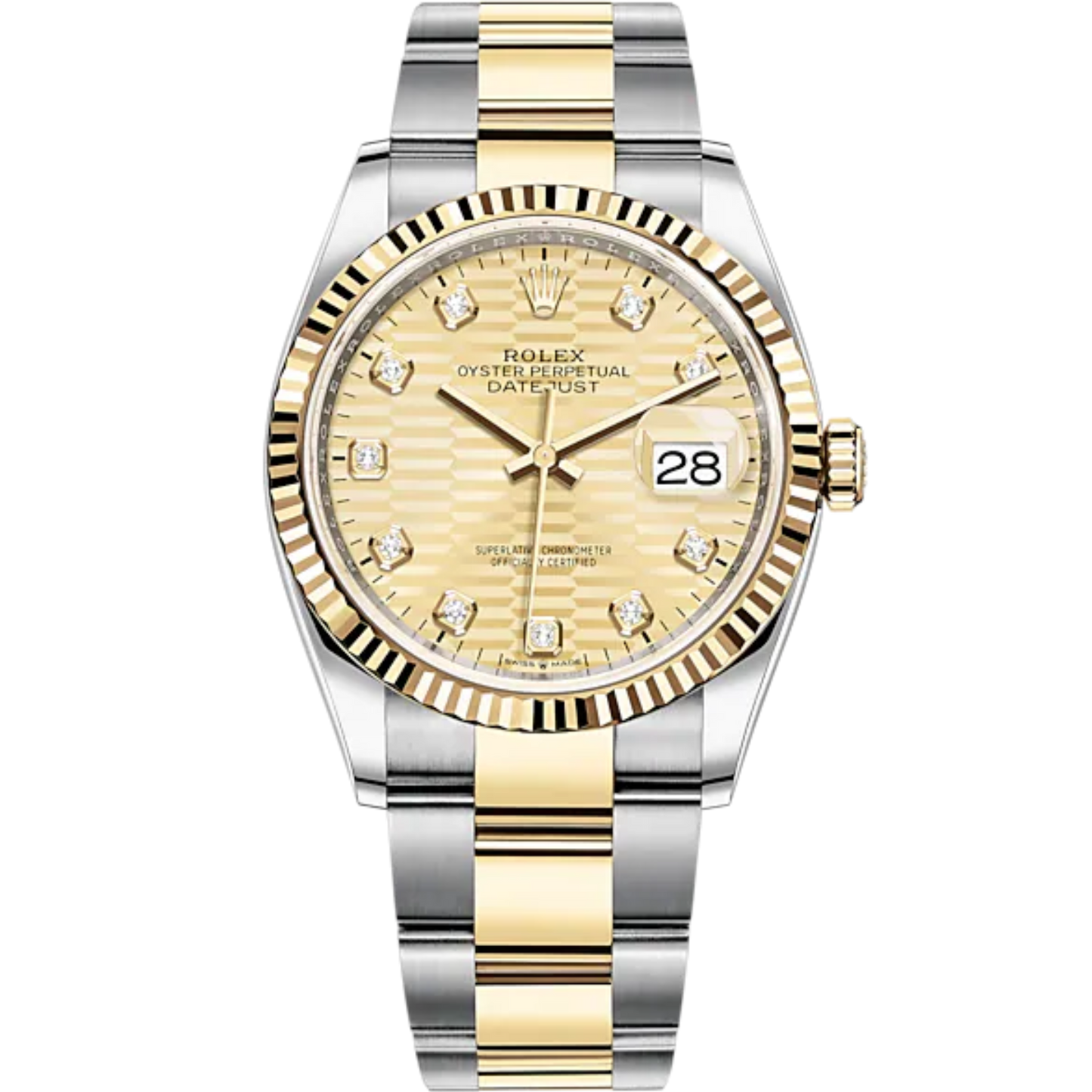 Datejust 36 36mm Oystersteel and Yellow Gold Oyster Bracelet Golden Fluted-Motif Diamond-set Dial Fluted Bezel