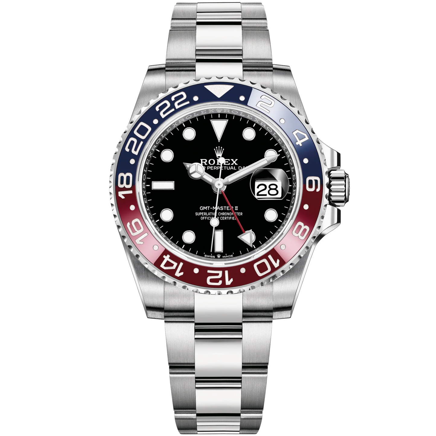 GMT-Master II 40mm Oyster Bracelet Oystersteel with Black Dial Blue & Red 24-Hour Rotatable Bezel