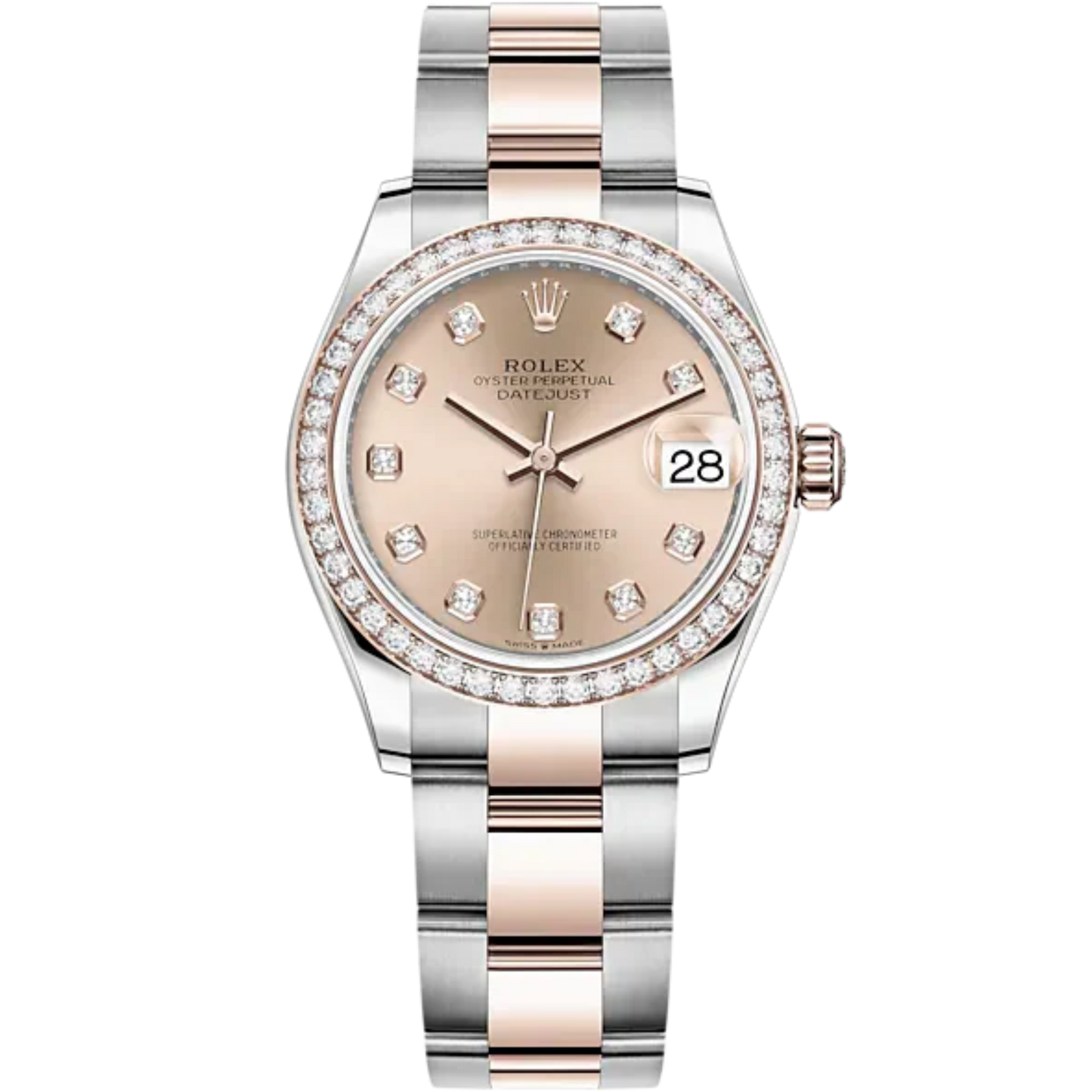 Datejust 31 31mm Oyster Bracelet Oystersteel and Everose Gold Rosé Colour Diamond-Set Dial Diamond-Set Bezel