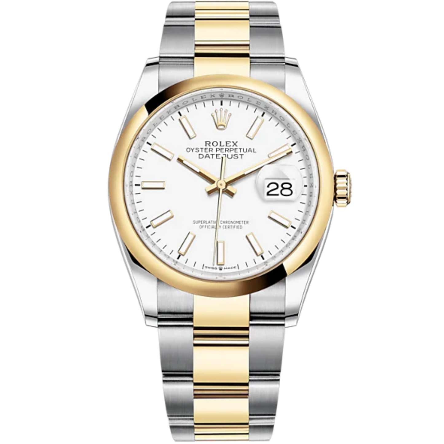 Datejust 36 36mm Oystersteel and Yellow Gold Oyster Bracelet White Dial Domed Bezel