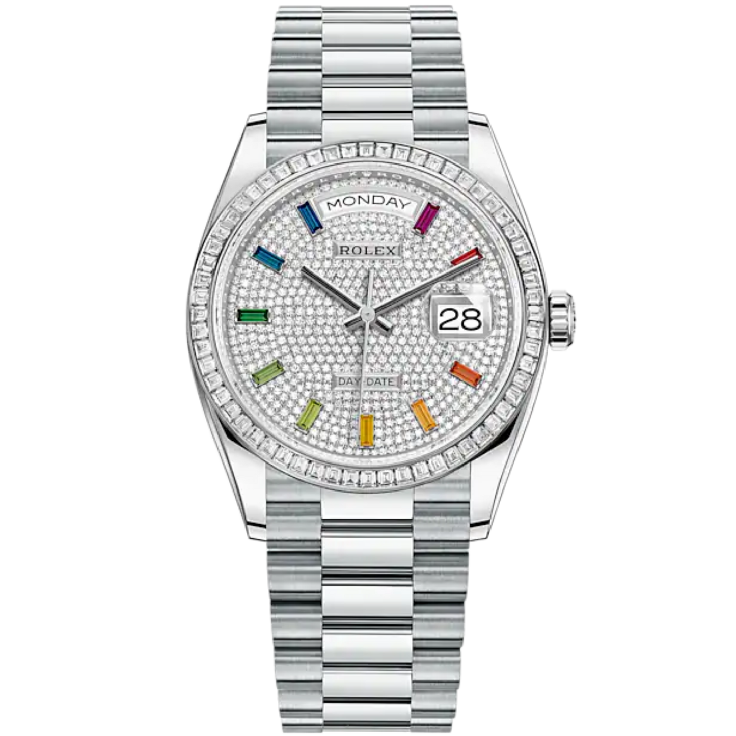 Day-Date 36 36mm President Bracelet and Platinum with Diamond-Paved Dial Diamond-Set Bezel