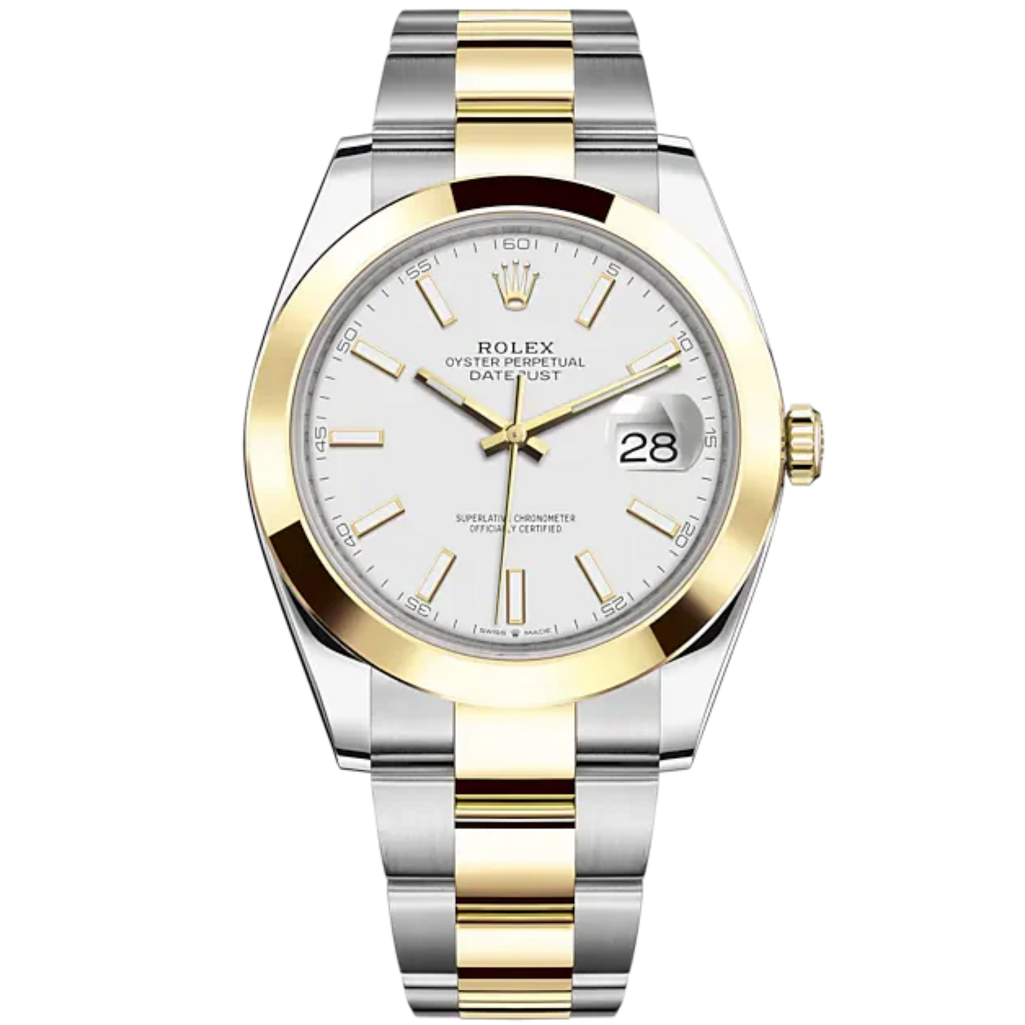 Datejust 41 41mm Oyster Bracelet Oystersteel and Yellow Gold with White Dial Yellow Gold Bezel