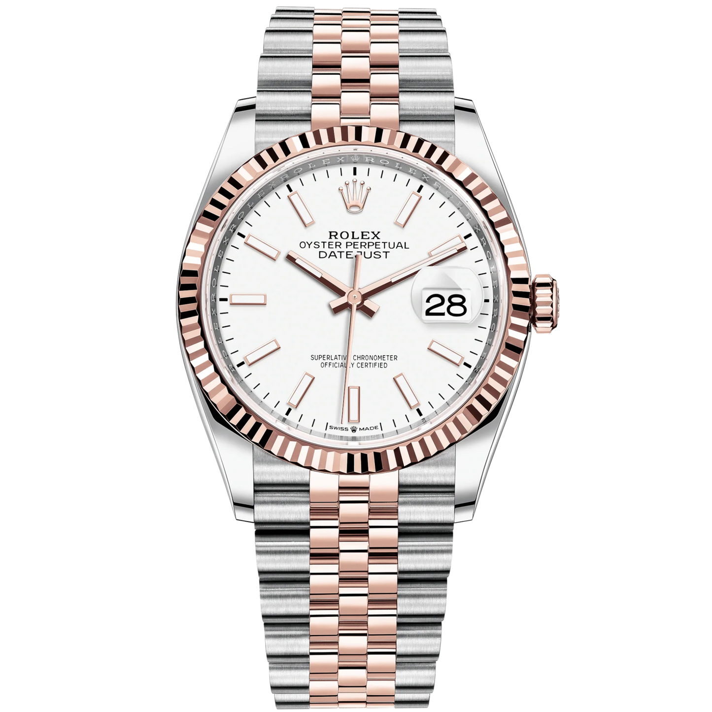 Rolex Datejust Ref. 126231 Two Tone Datejust 36mm Stainless Steel/Rose Gold Jubilee Band & White Dial