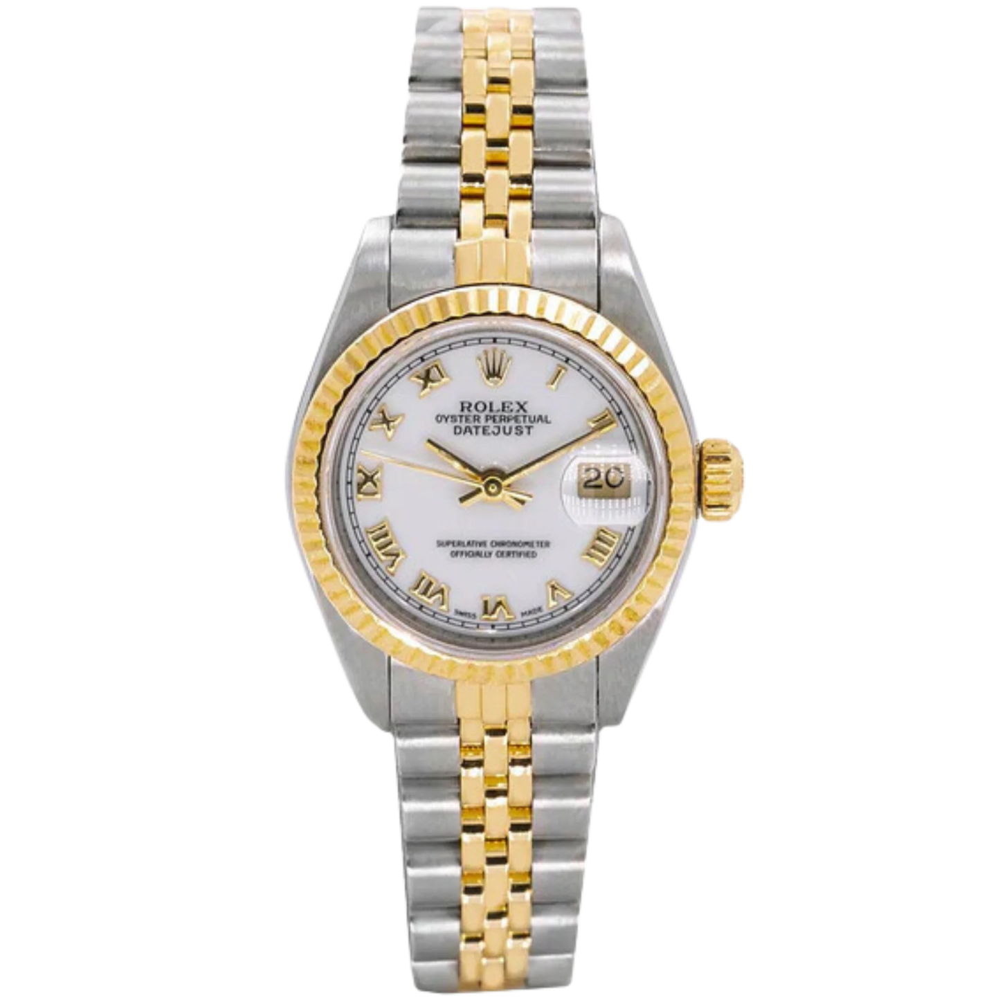 Rolex Datejust Ref. 69173 26mm White Roman Dial 2-tone YG/SS on Jubilee