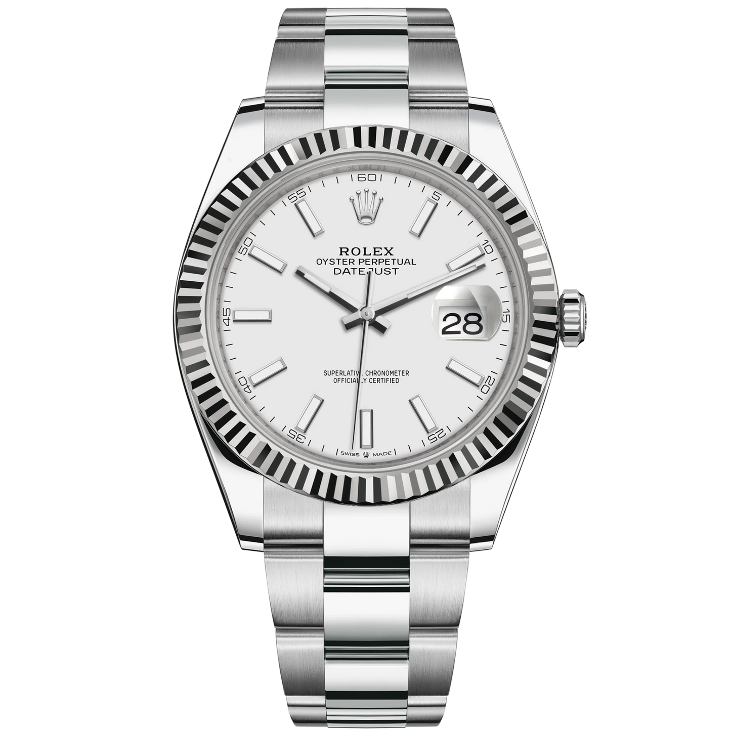 Rolex Datejust Ref. 126334 41MM Stainless Steel White Index Dial on Oyster Fluted Bezel