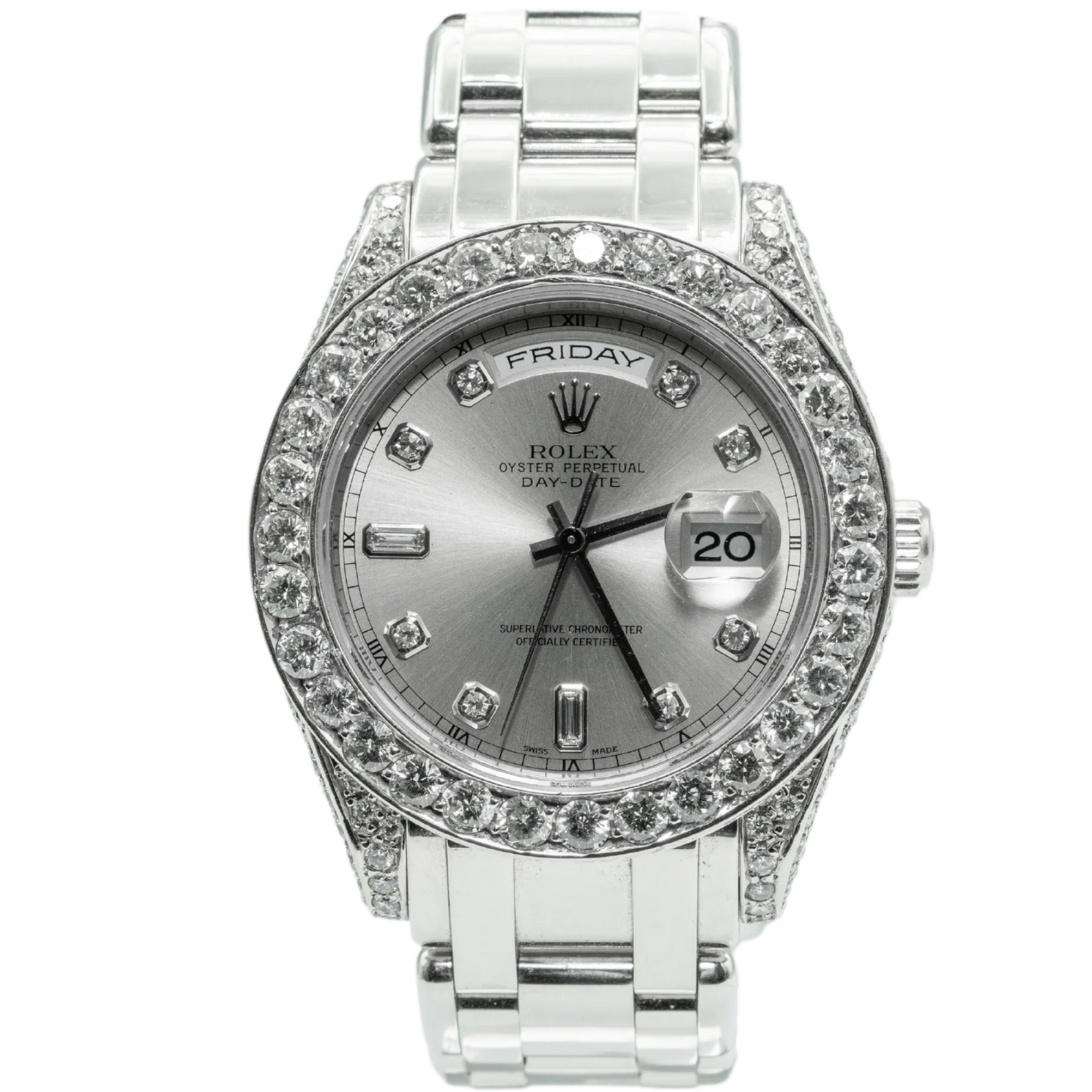 Rolex Pearl Master Ref. 18946 39MM Platinum Silver Diamond Dial